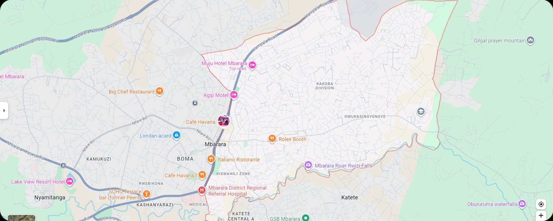Map showing TAK Kinship in Kakoba Division, Mbarara, Uganda